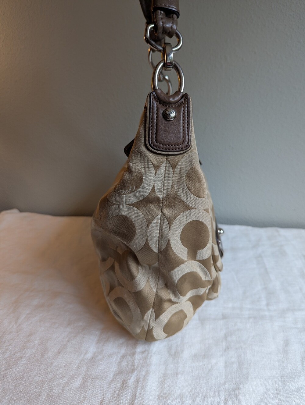 Vintage Y2K Coach Kristin Op Art Hobo Bag Shoulder Crossbody Signature Big C - Picture 9 of 16